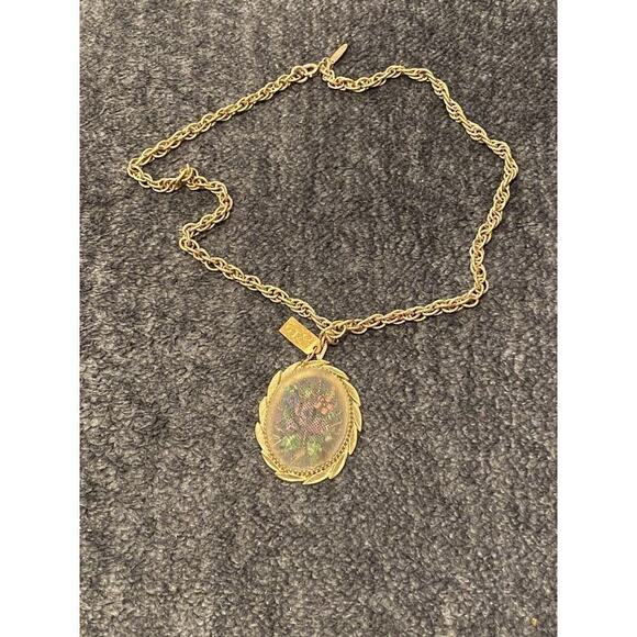 Whiting Davis Necklace Sample Necklace Pendent Floral Flowers Signed - Picture 2 of 9